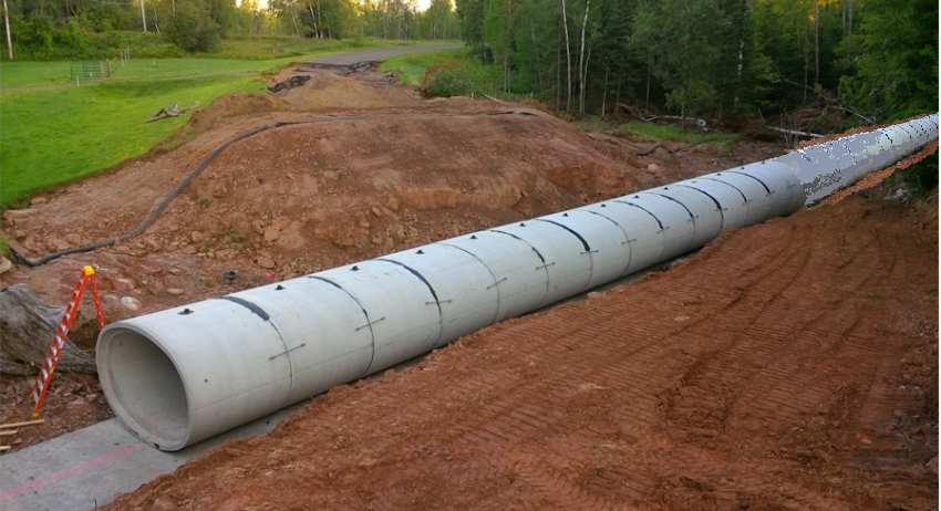 TRANS - reinforced concrete culverts being installed